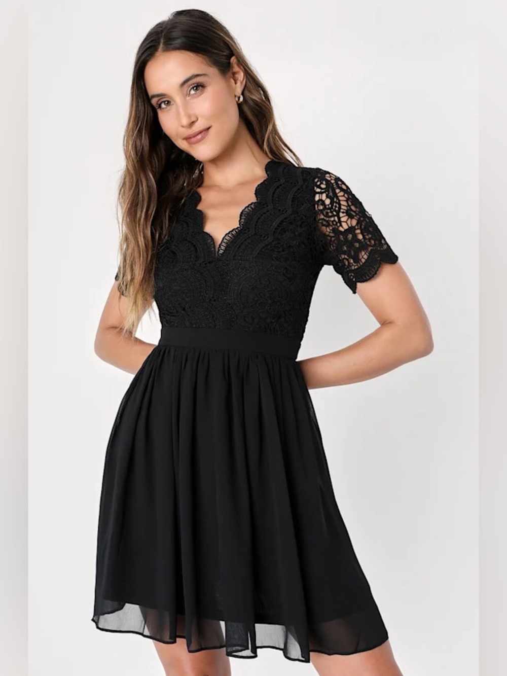 Lulu's Charcoal Lace Midi Dress